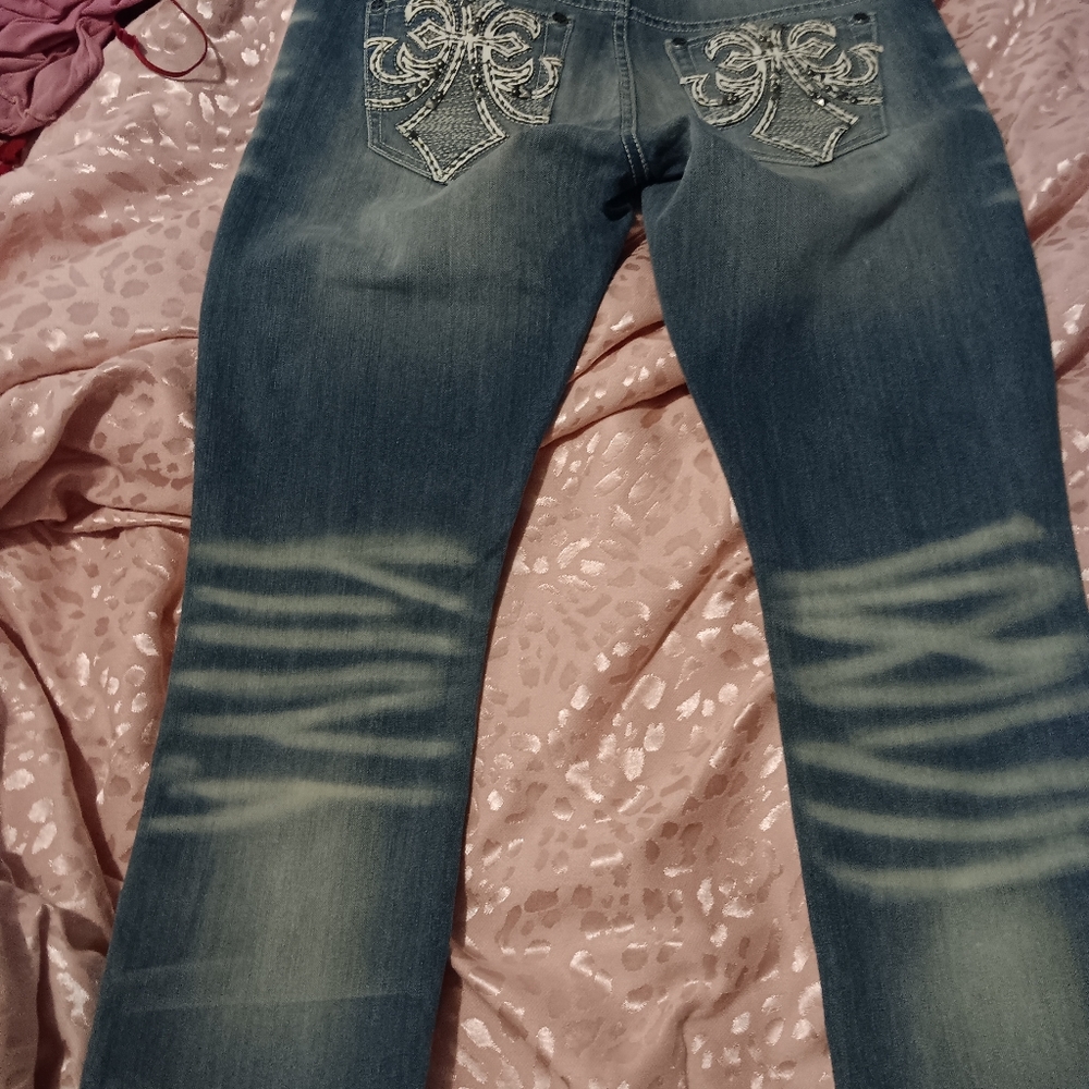 Affliction NWT Live Fast Raquel Jean's. Gorgeous embroidery. 28 - Picture 3 of 7